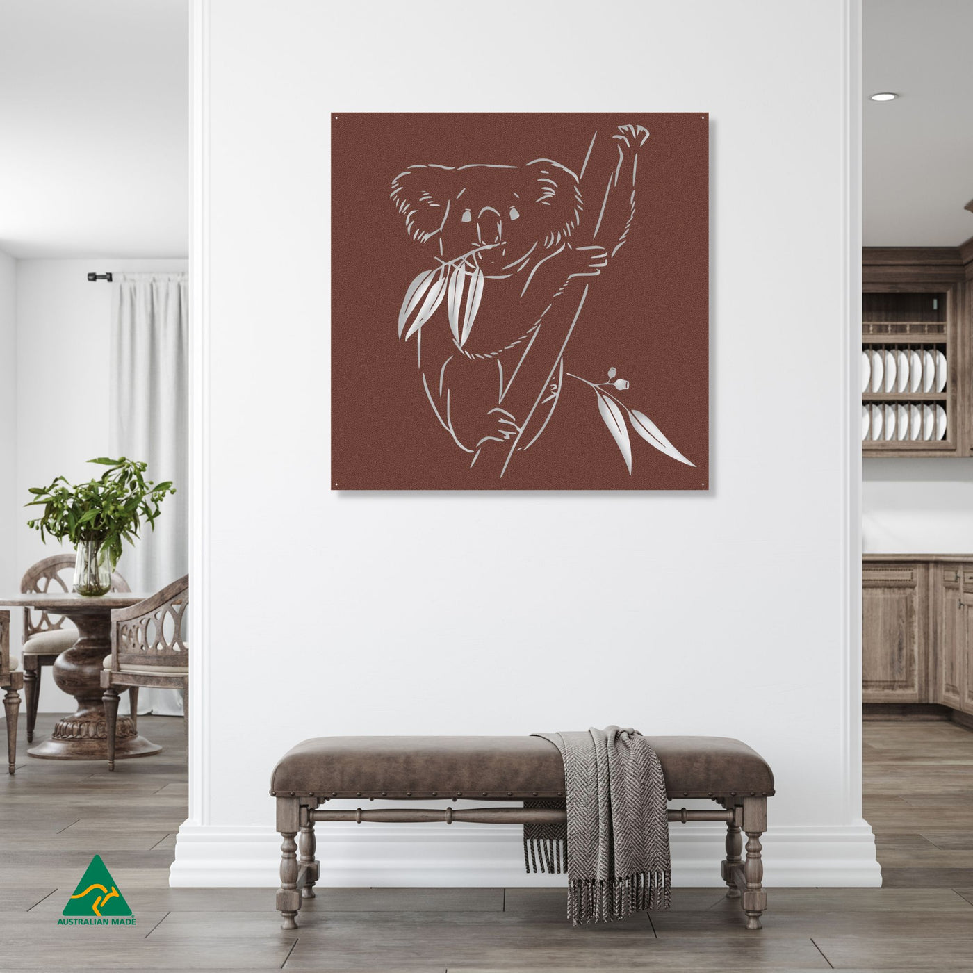 Koala Metal Wall Art Staged Image | Rust Patina