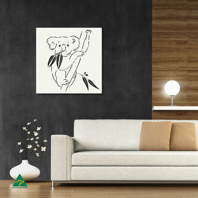 Koala Metal Wall Art Staged Image | White Matt