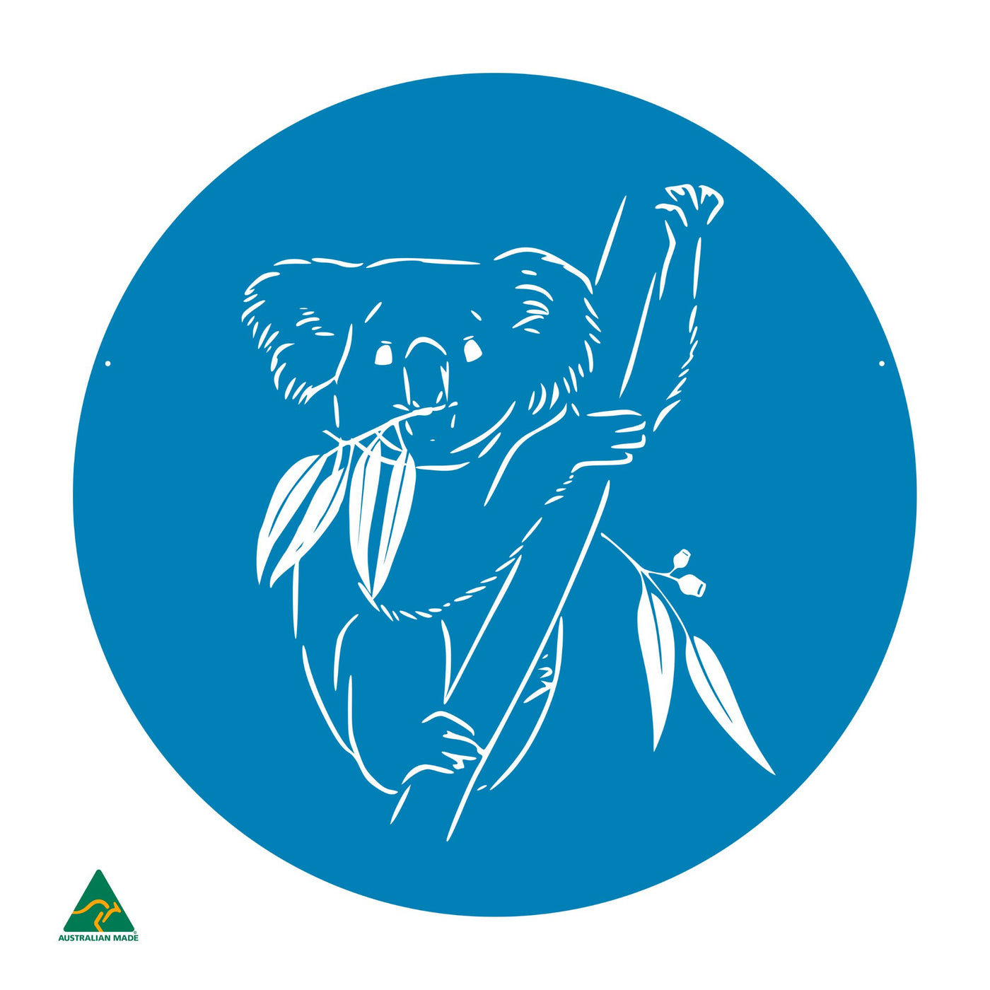 Koala Round Metal Wall Art | Blaze Blue Gloss