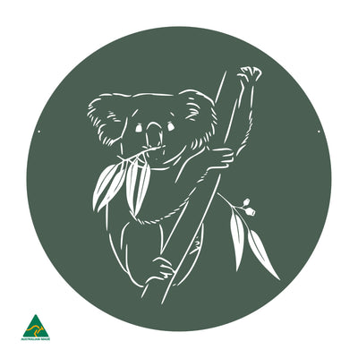 Koala Round Metal Wall Art | Cottage Green Satin