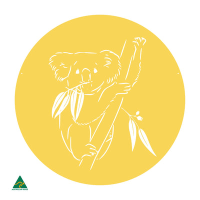 Koala Round Metal Wall Art | Lemon Yellow Gloss