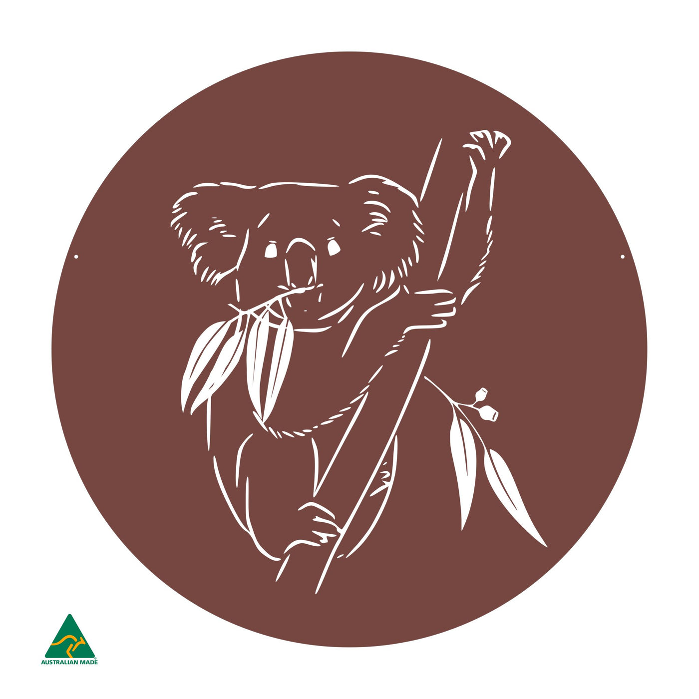 Koala Round Metal Wall Art | Manor Red Satin