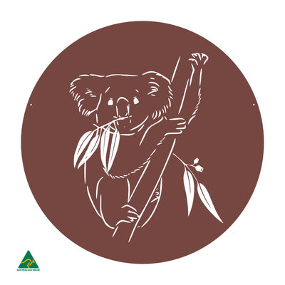 Koala Round Metal Wall Art | Manor Red Satin