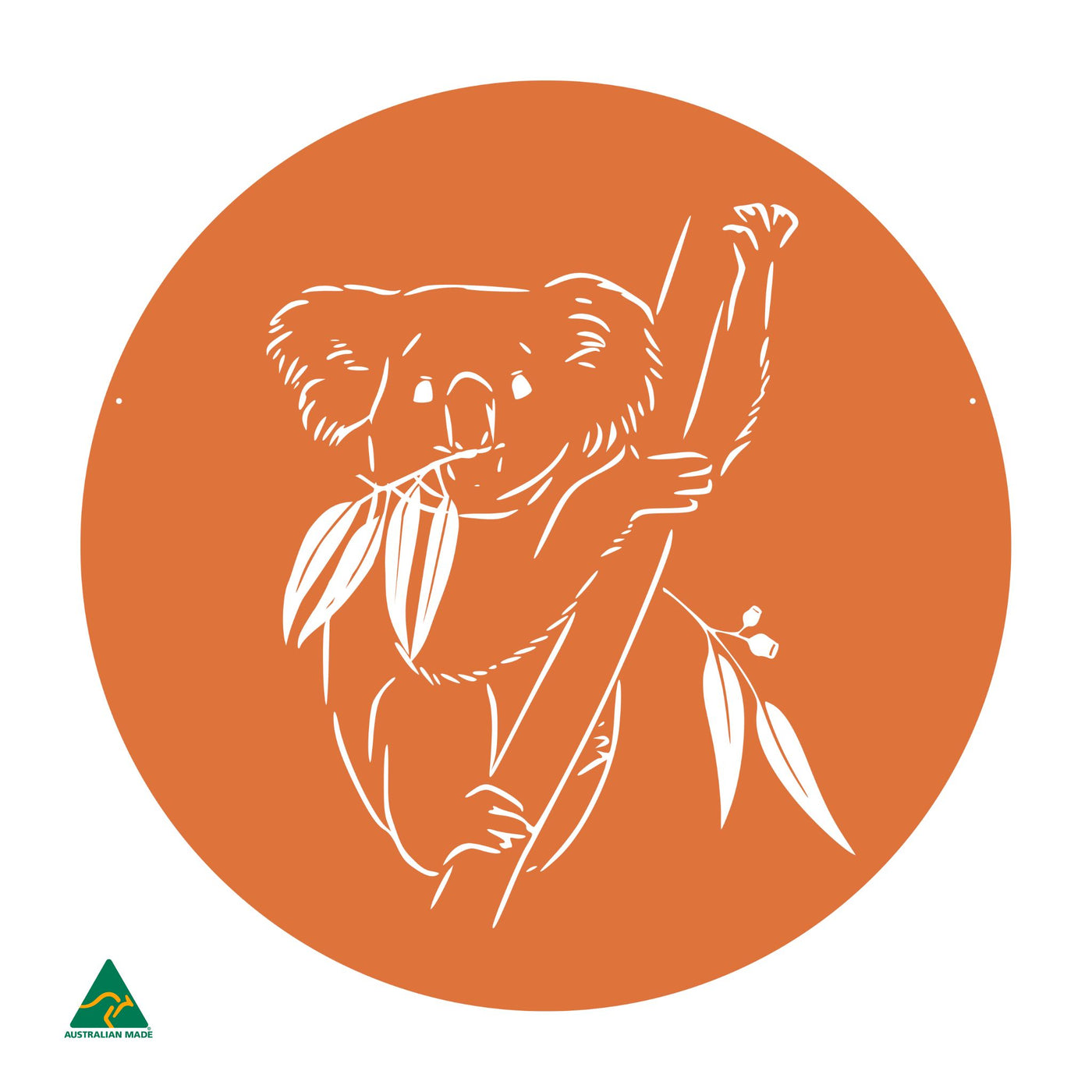 Koala Round Metal Wall Art | Orange X15 Gloss