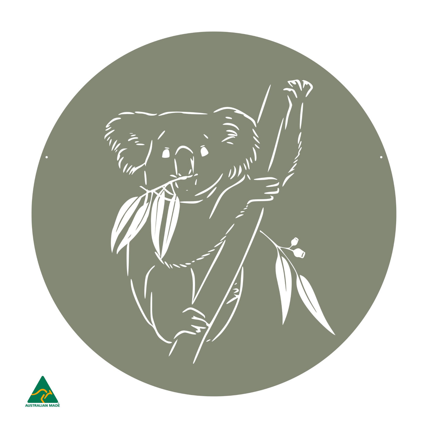 Koala Round Metal Wall Art | Pale Eucalypt Matt