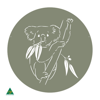 Koala Round Metal Wall Art | Pale Eucalypt Matt