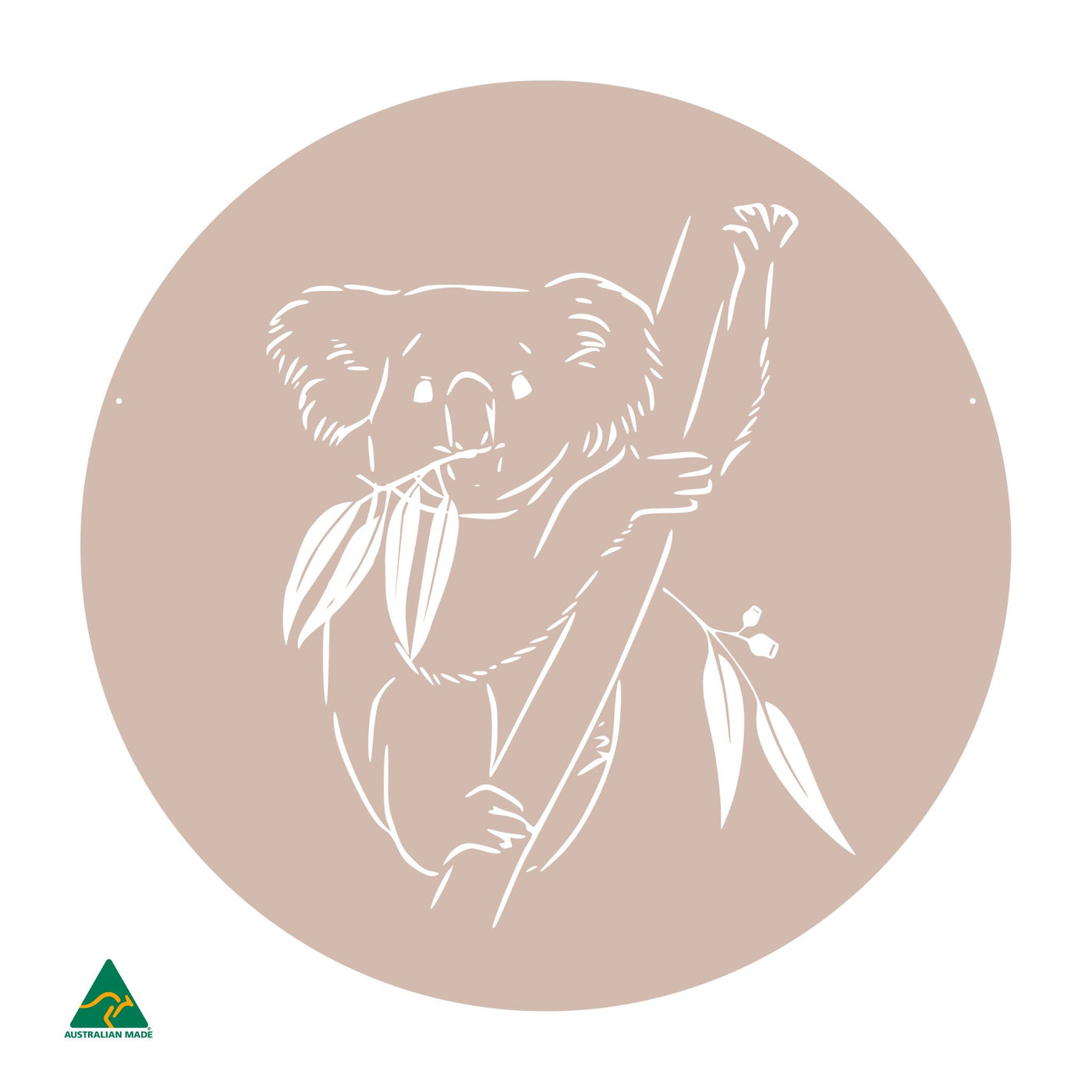 Koala Round Metal Wall Art | Pink Sand Matt