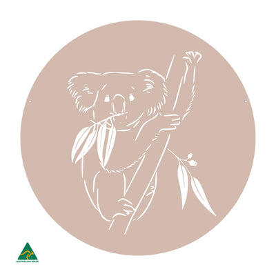Koala Round Metal Wall Art | Pink Sand Matt