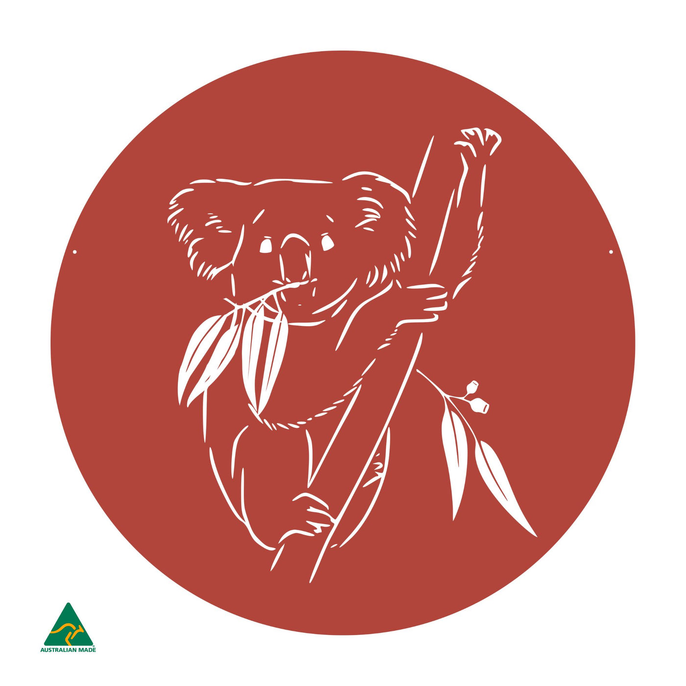 Koala Round Metal Wall Art | Signal Red Gloss