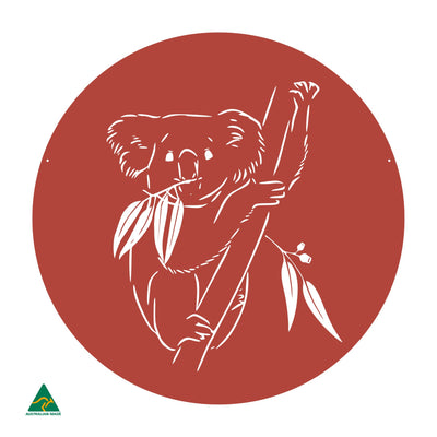 Koala Round Metal Wall Art | Signal Red Gloss