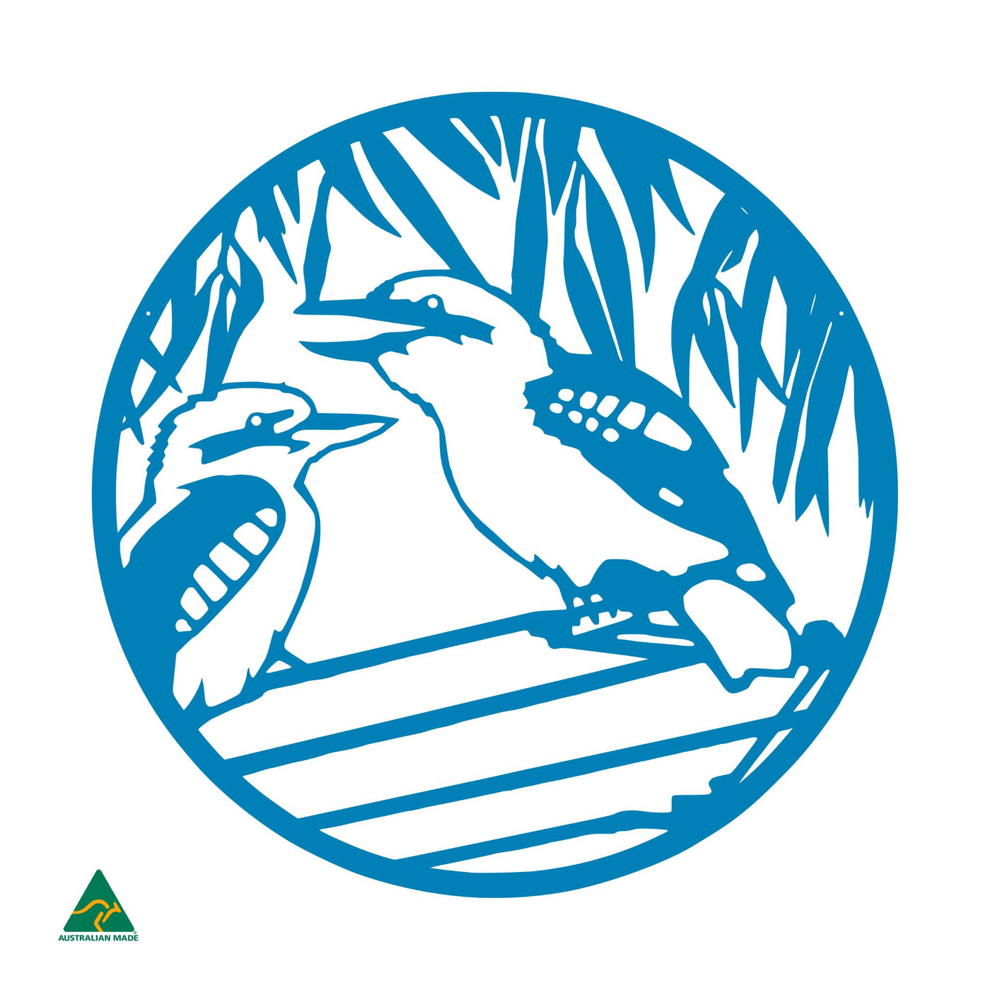 Kookaburra Round Metal Wall Art | Blaze Blue Gloss