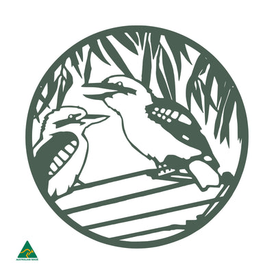 Kookaburra Round Metal Wall Art | Cottage Green Satin
