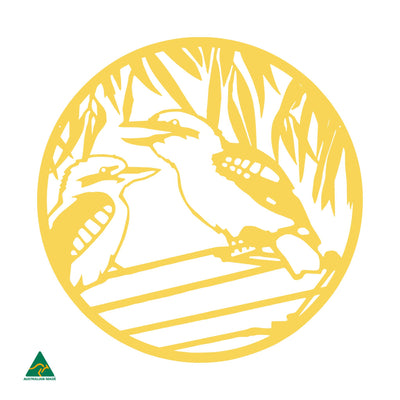 Kookaburra Round Metal Wall Art | Lemon Yellow Gloss