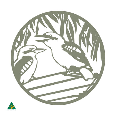 Kookaburra Round Metal Wall Art | Pale Eucalypt Matt