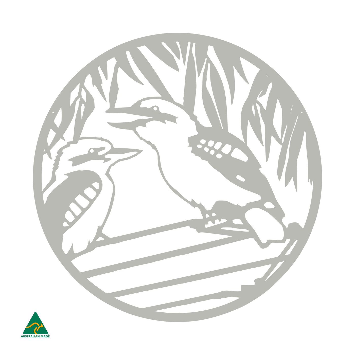 Kookaburra Round Metal Wall Art | Shale Grey Matt