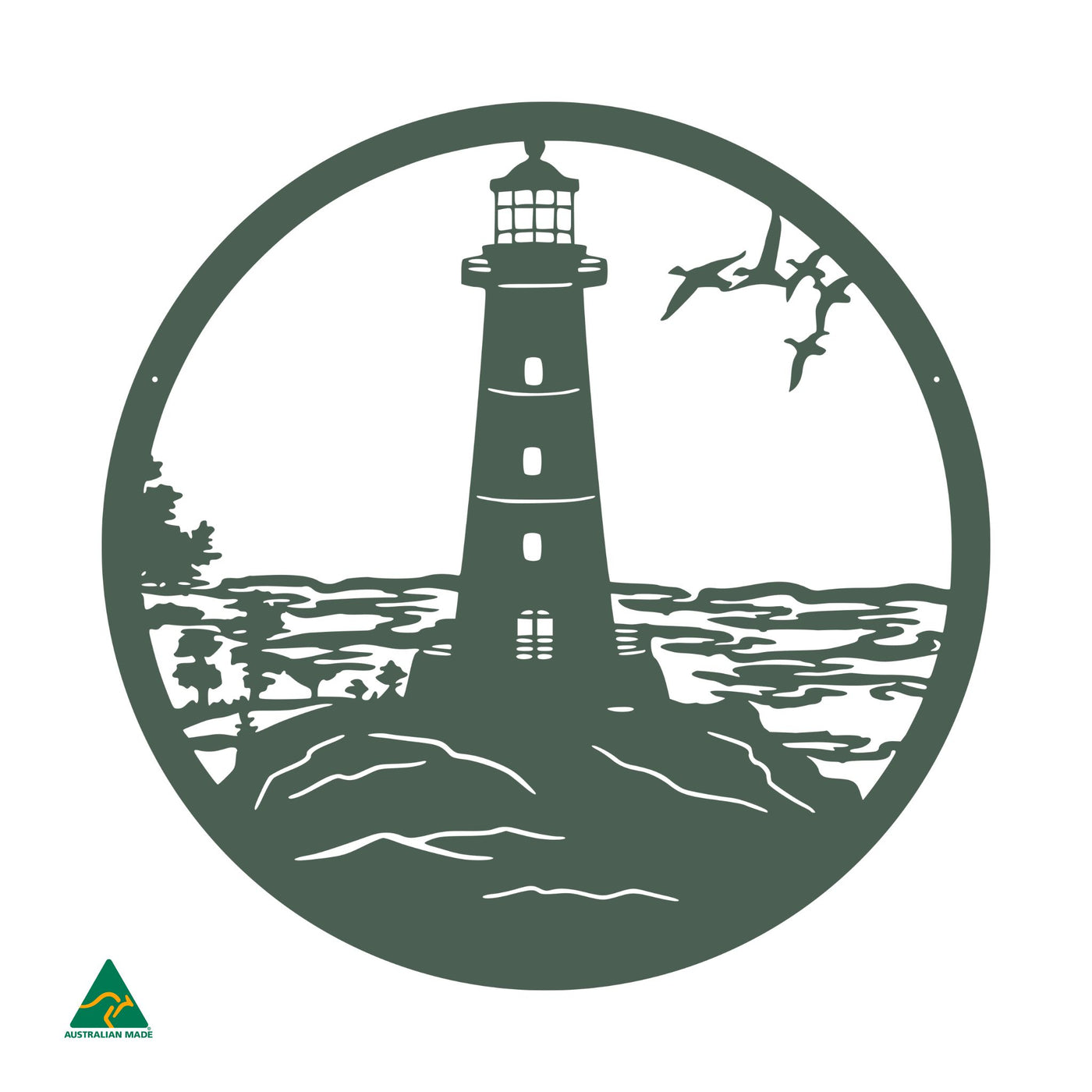 Lighthouse Point Metal Wall Art | Cottage Green Satin