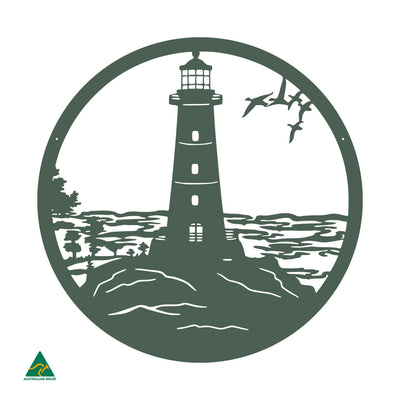 Lighthouse Point Metal Wall Art | Cottage Green Satin