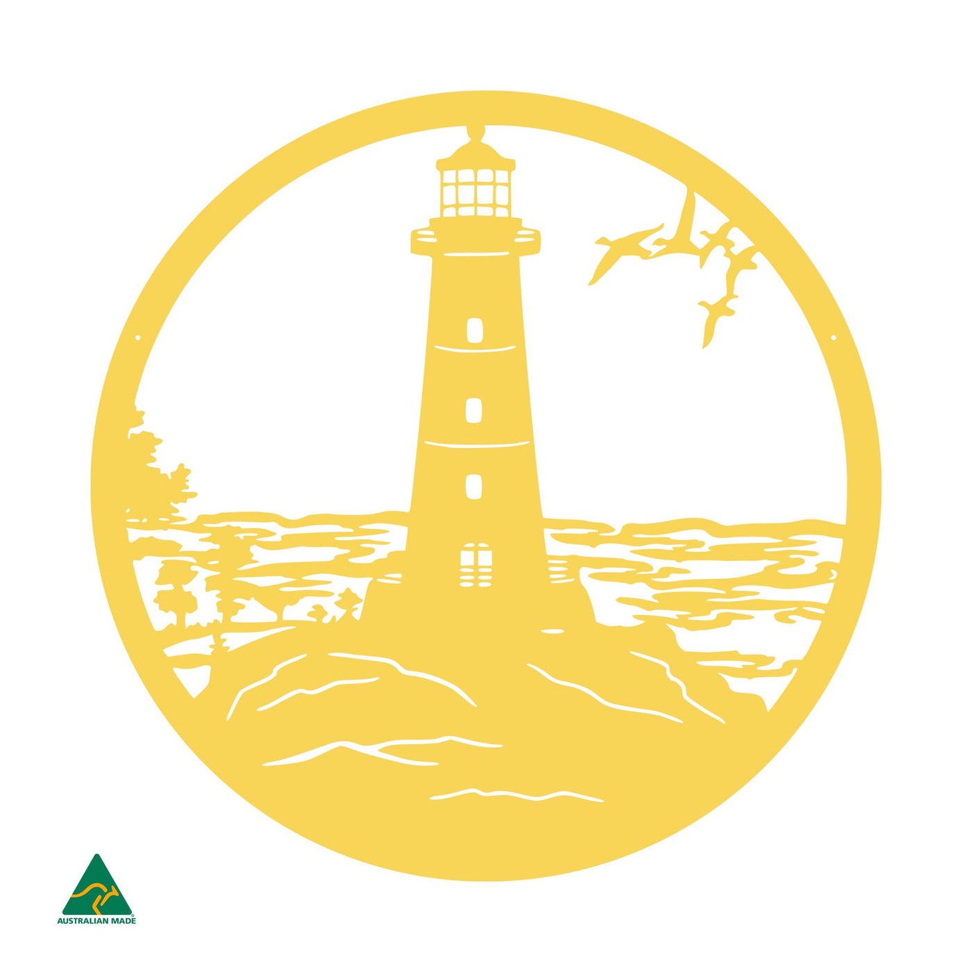 Lighthouse Point Metal Wall Art | Lemon Yellow Gloss