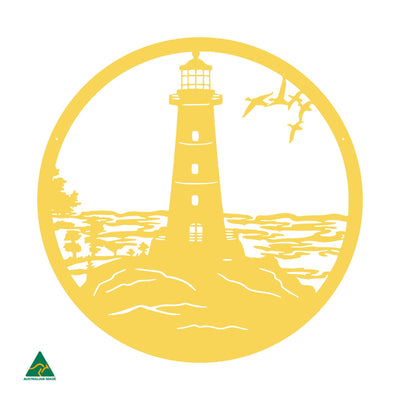 Lighthouse Point Metal Wall Art | Lemon Yellow Gloss