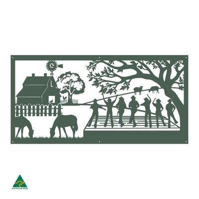 Line Dancing Metal Wall Art | Cottage Green Satin