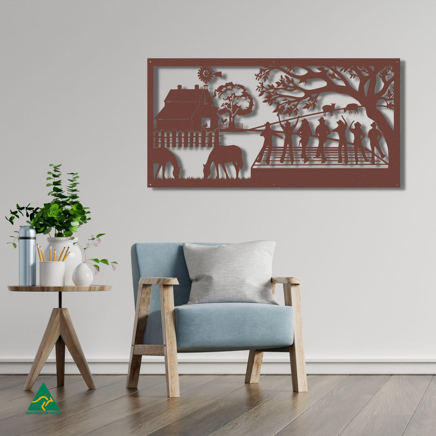 Line Dancing Metal Wall Art Staged Image | Rust Patina