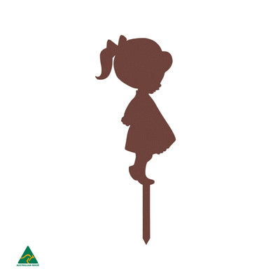 Shy Little Girl Garden Decor | Rust Patina