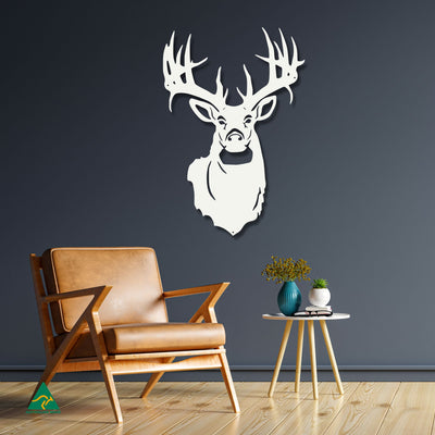 Majestic Deer Metal Wall Art Staged Image | White Matt