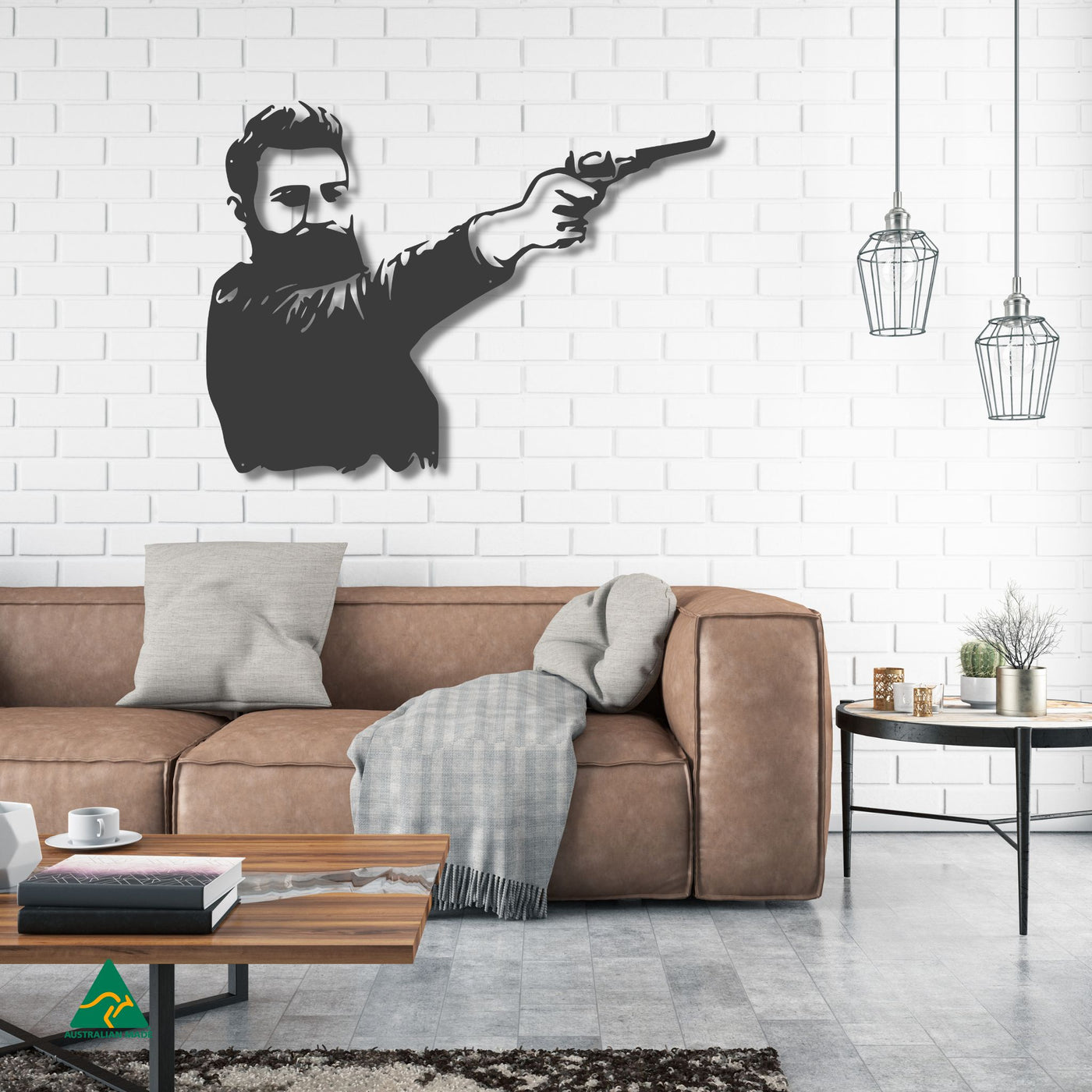 Ned Kelly Shooting Metal Wall Art Staged Image | Night Sky (Black) Matt