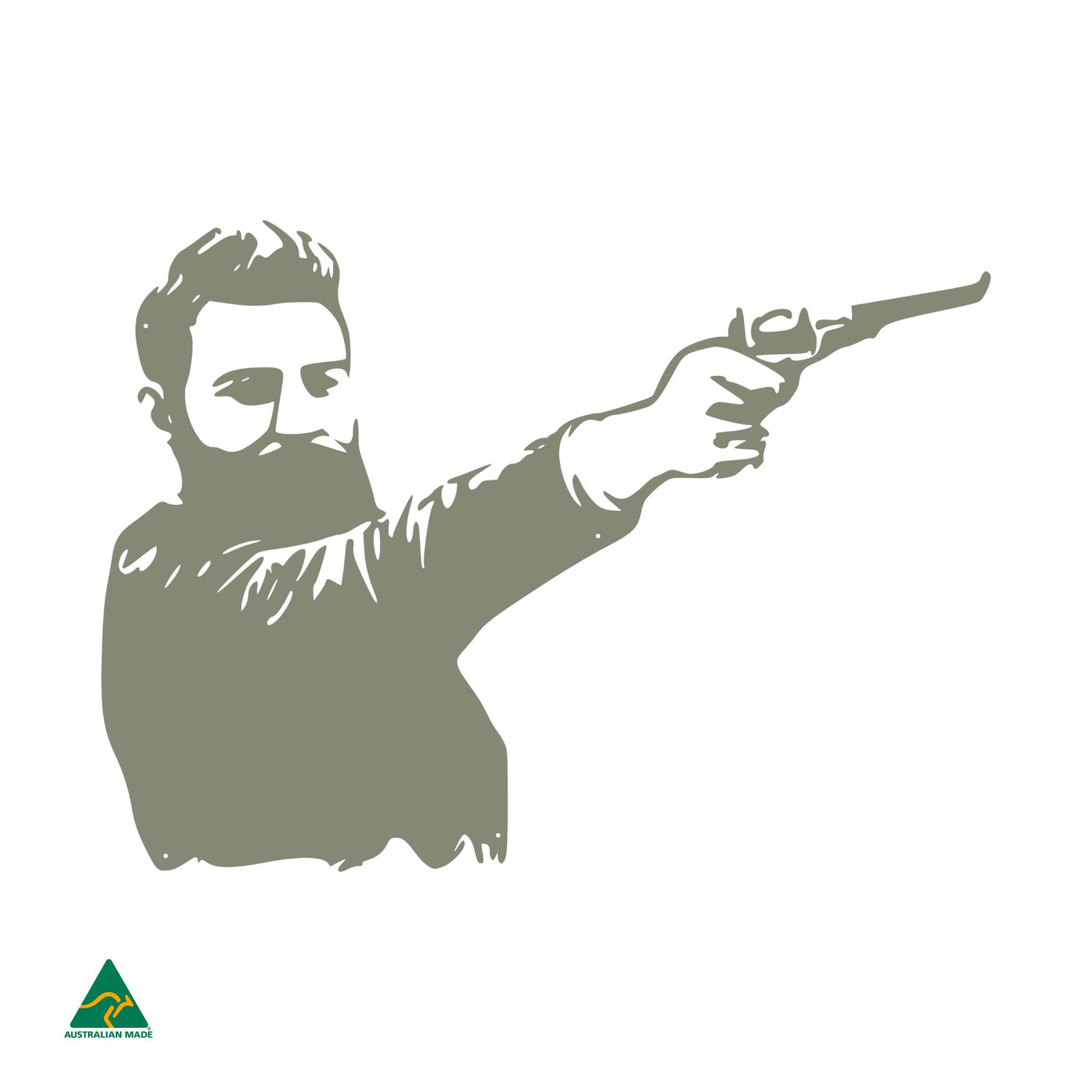 Ned Kelly Shooting Metal Wall Art | Pale Eucalypt Matt