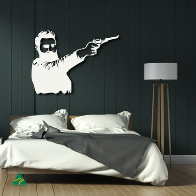 Ned Kelly Shooting Metal Wall Art Staged Image | White Matt