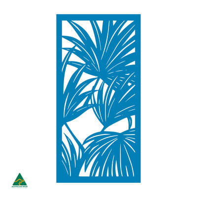 Palm Leaves Privacy Screen | Blaze Blue Gloss