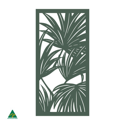 Palm Leaves Privacy Screen | Cottage Green Satin