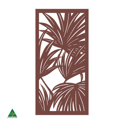 Palm Leaves Privacy Screen | Manor Red Satin