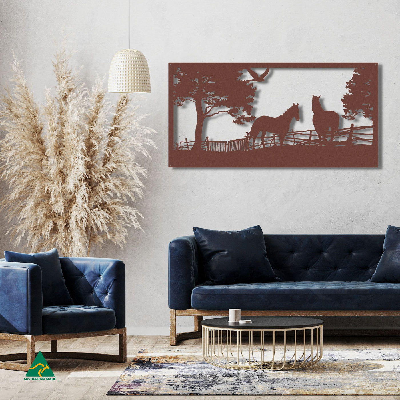 Pasture Pals Metal Wall Art Staged Image | Rust Patina