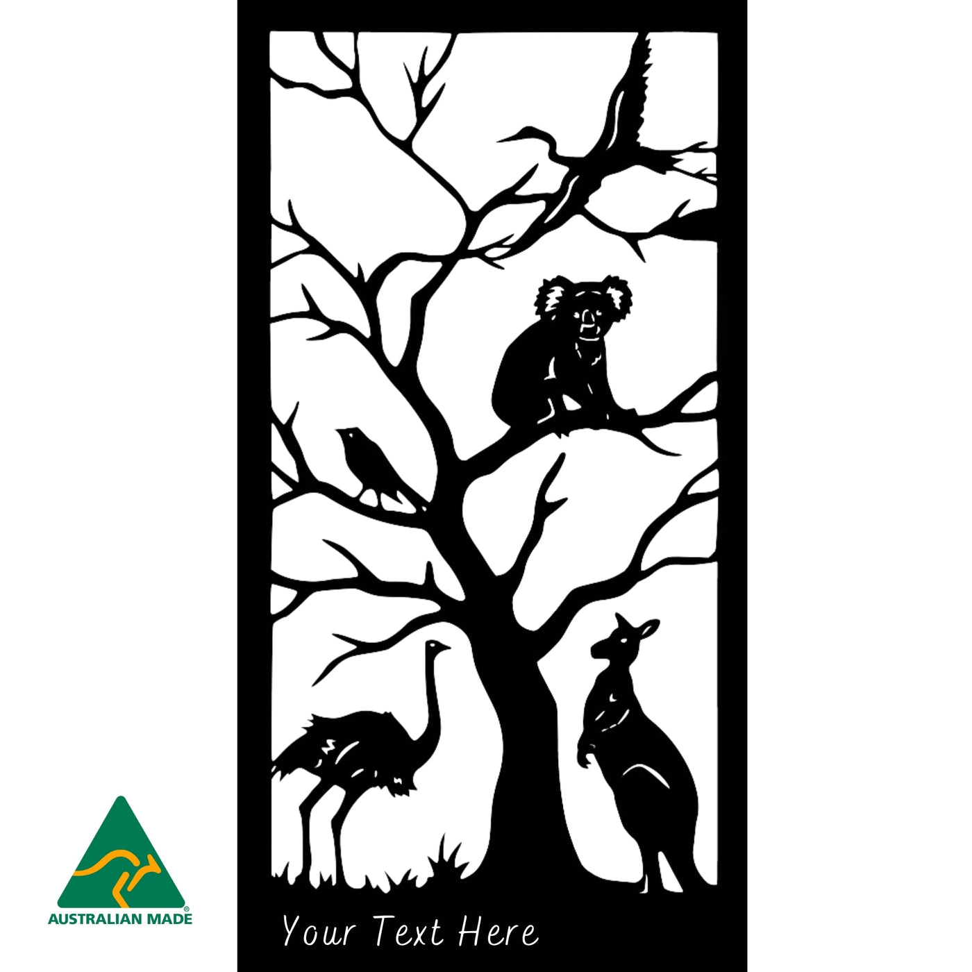 Personalised Australian Animals Metal Wall Art | Black Finish