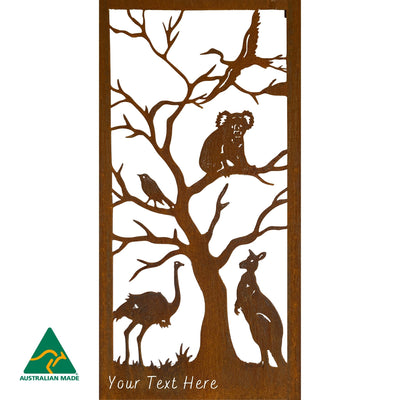 Personalised Australian Animals Metal Wall Art | Rust Finish