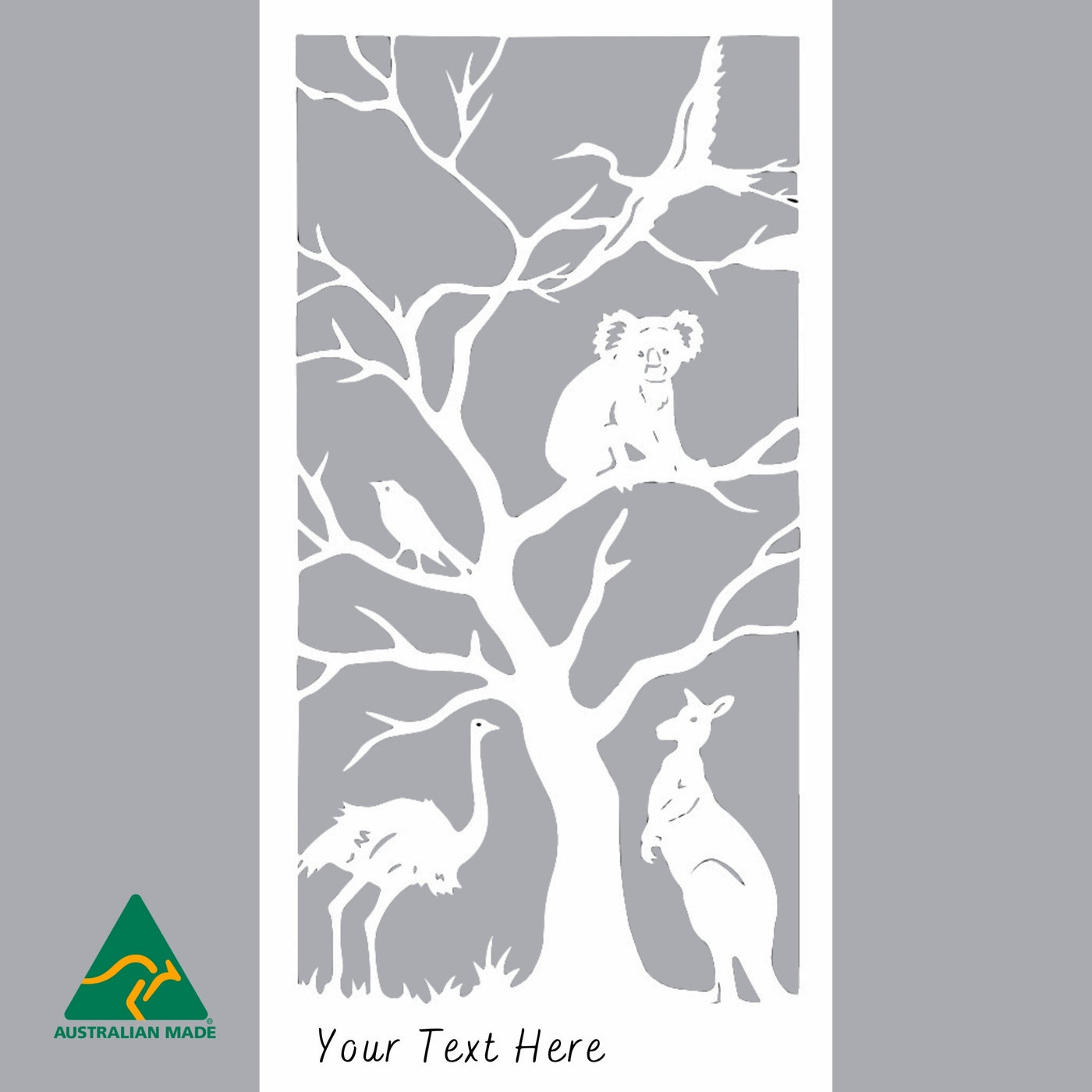 Personalised Australian Animals Metal Wall Art | White Finish