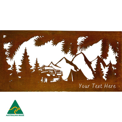 Camping Out Metal Wall Art | Rust Finish