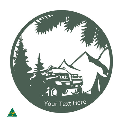 Personalised Camping Out Metal Wall Art | Cottage Green Satin