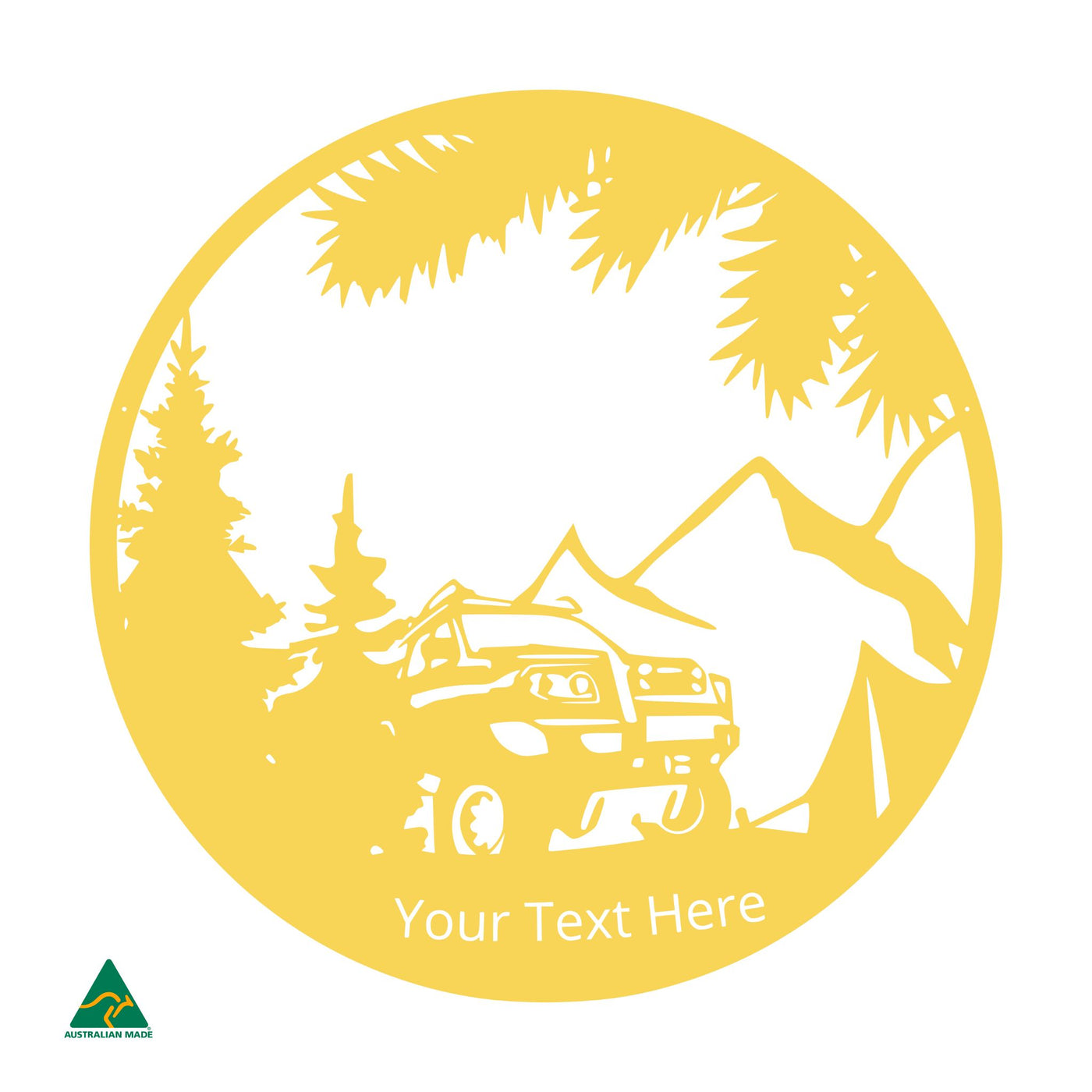 Personalised Camping Out Metal Wall Art | Lemon Yellow Gloss