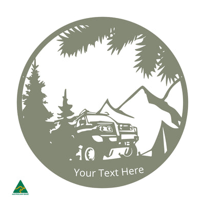 Personalised Camping Out Metal Wall Art | Pale Eucalypt Matt