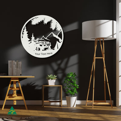 Personalised Camping Out Metal Wall Art Staged Image | White Matt