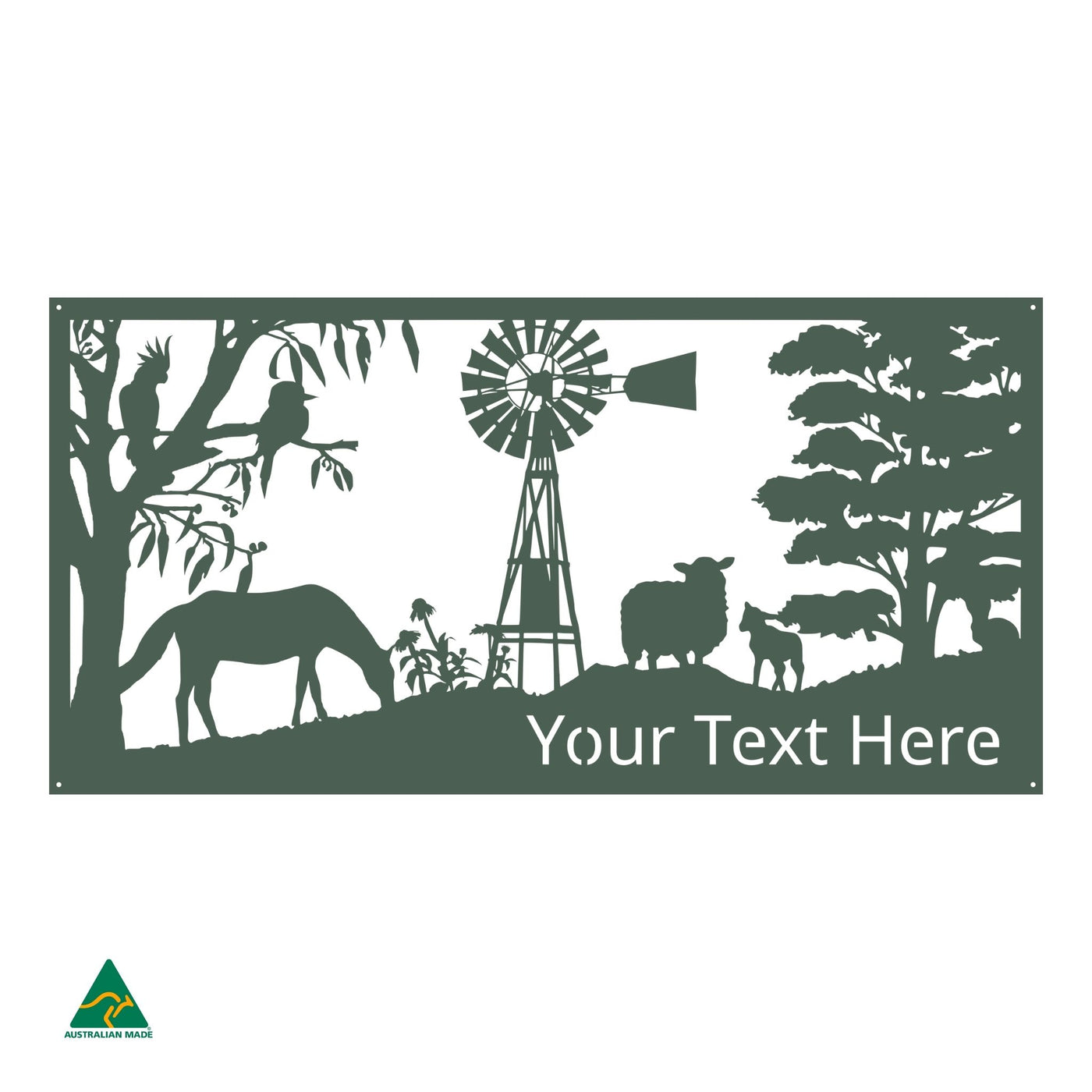 Personalised Country Living Metal Wall Art | Cottage Green Satin