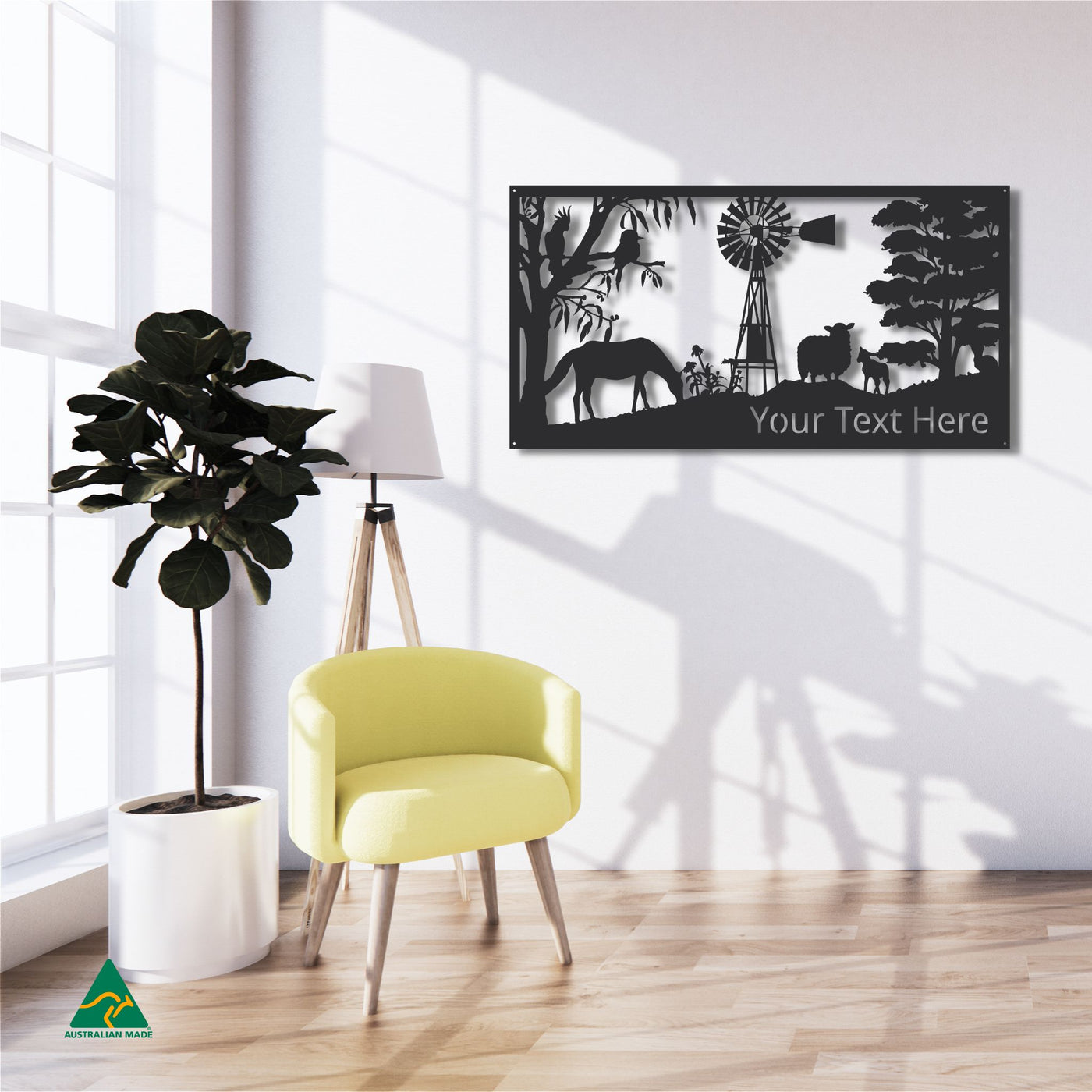 Personalised Country Living Metal Wall Art Staged Image | Night Sky (Black) Matt