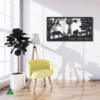 Personalised Country Living Metal Wall Art Staged Image | Night Sky (Black) Matt