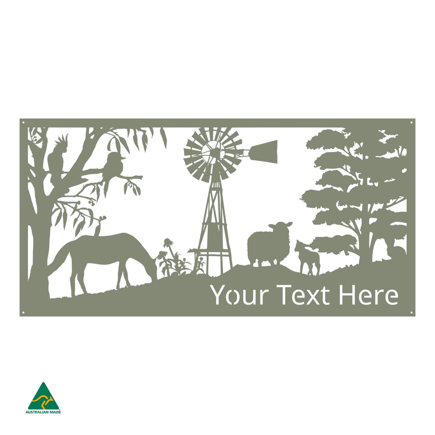 Personalised Country Living Metal Wall Art | Pale Eucalypt Matt