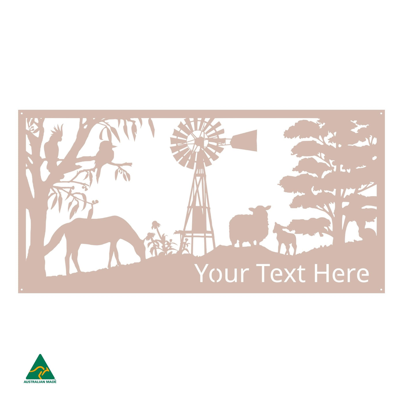 Personalised Country Living Metal Wall Art | Pink Sand Matt