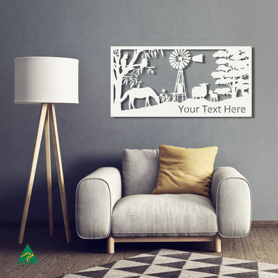 Personalised Country Living Metal Wall Art Staged Image | White Matt