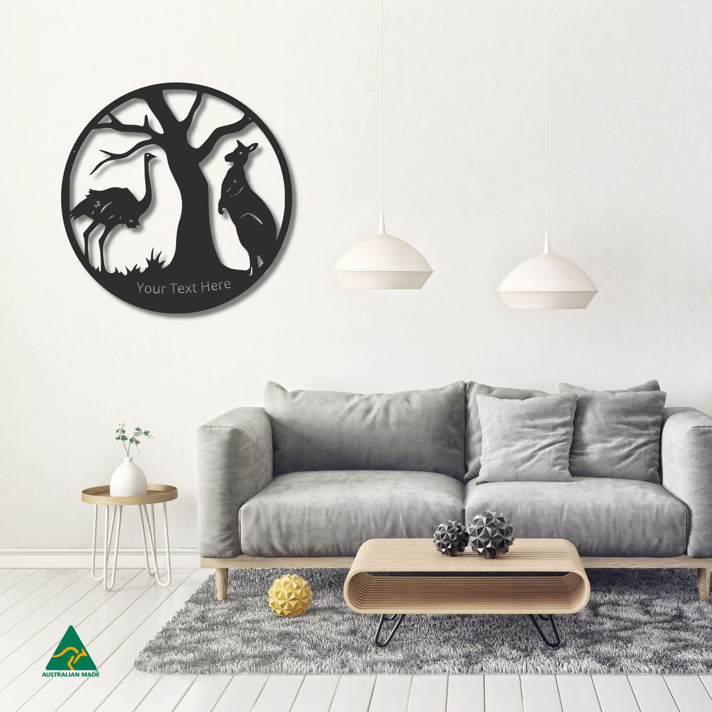 Personalised Forward Australia Round Metal Wall Art Staged Image | Night Sky (Black) Matt