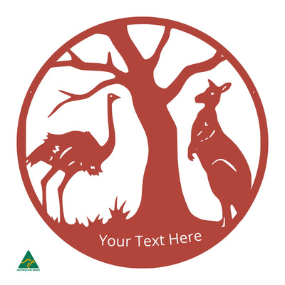 Personalised Forward Australia Round Metal Wall Art | Signal Red Gloss